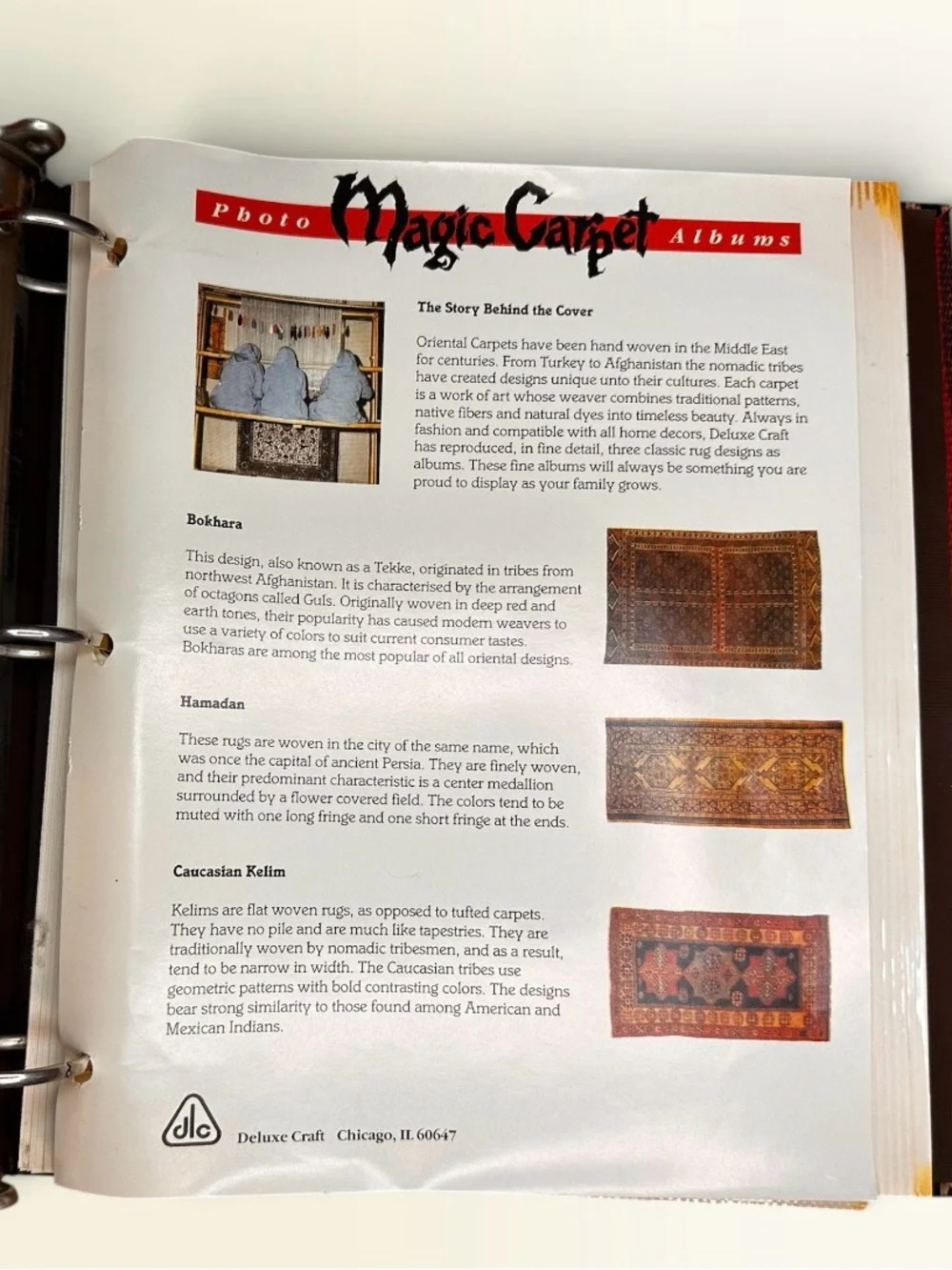 Vintage Magic Carpet Scrapbook Photo Album 3 Ring Binder US Turkish Southwest